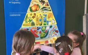 Uczniowie układają piramidę żywieniową