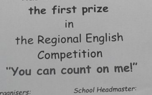 Dyplom z Regionalnego Konkursu Języka Angielskiego
